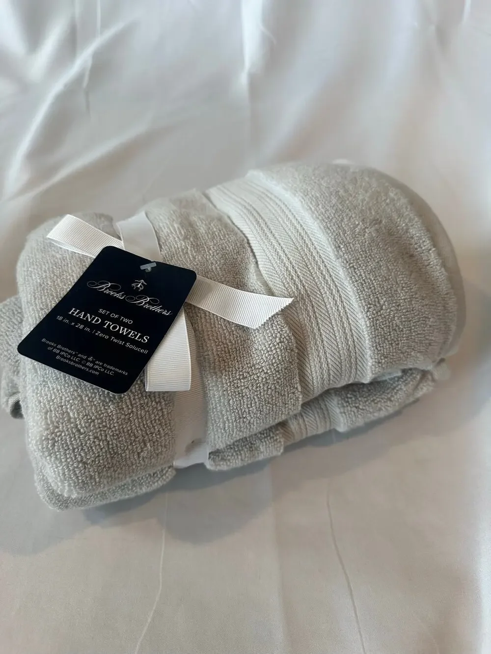 Brooks Brothers set of 2 hand towels, beige color 18” x 28”